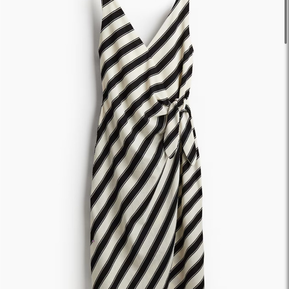 H&M Black & White Striped Wrap Dress